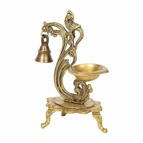 Brass Peacock Bell Diya