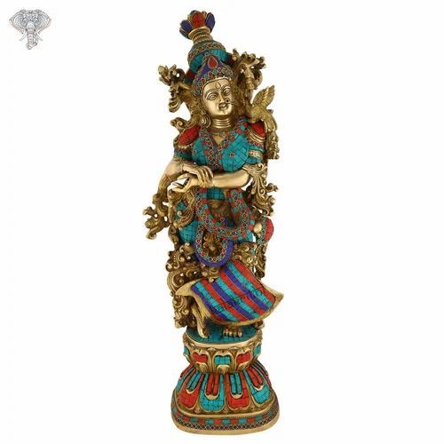 Bronze Stone Work Radha Statue