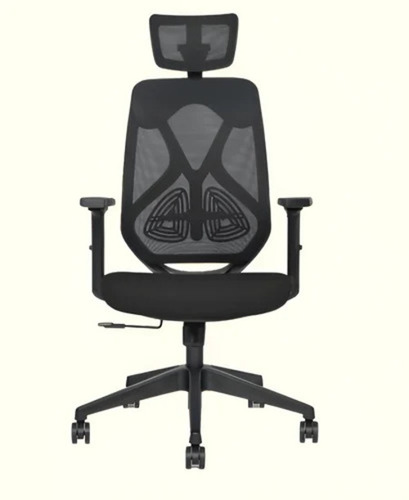 Spinal Black High Back Executive Office Chair - MS and PP Frame, PU Foam Mesh Seat, Adjustable Height and Back Rest, Rust Proof