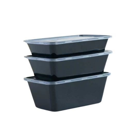 650ml Plastic Rectangle Food Storage Container - Black, Disposable, Eco-friendly, Lightweight