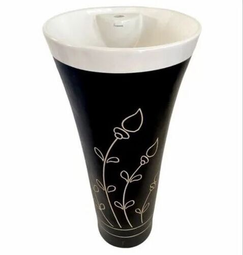 Black And White Printed Pedestal Wash Basin