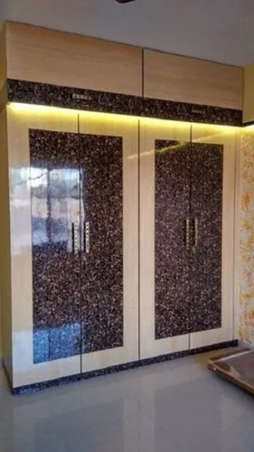 Glass Finish Modular Wooden Wardrobe