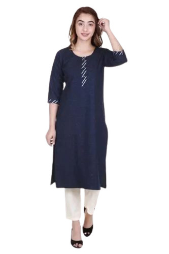 Ladies Navy Blue Straight Kurti
