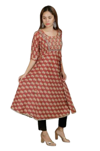 Ladies Printed Cotton Kurti Pant Set