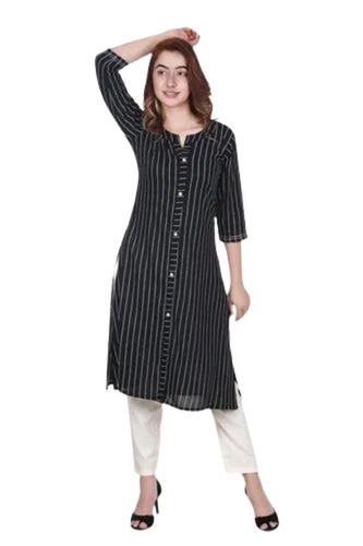 Ladies Rayon A Line Kurti Pant Set