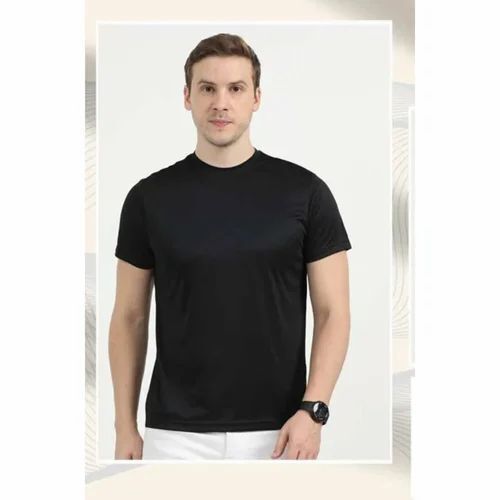 Round Neck Black Men T Shirt - Cotton, All Size, Black | Comfortable, Skin Friendly, Modern Design