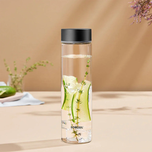 Screw Cap Glass Water Bottle - Glass, Standard Size, Transparent | Eco Friendly, Leak Proof, Water Resistant