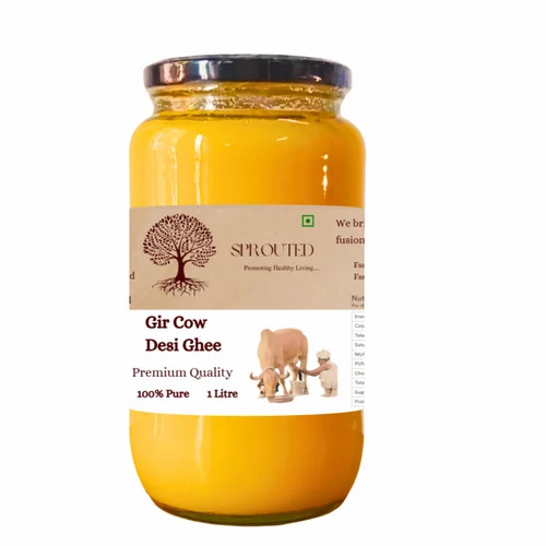 1l Sprouted Gir Cow Desi Ghee - Pure Natural Bottle | Yellow Color Original Flavor 12 Months Shelf Life