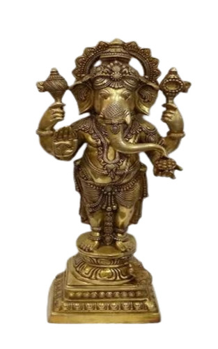 Brass God Standing Ganesha Statue