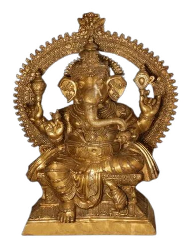 Golden Color Brass Ganesha Statue