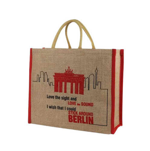 Jute Grocery Bag - Lightweight Brown Jute, Standard Size | Easy Carry, Printed Pattern, Machine Made