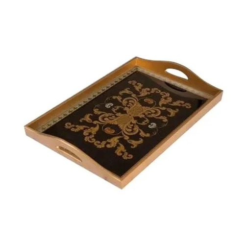 Printed Polished Rectangle Wooden Serving Tray