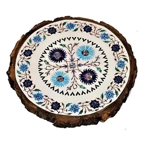 Round Polished Printed Wooden Coaster