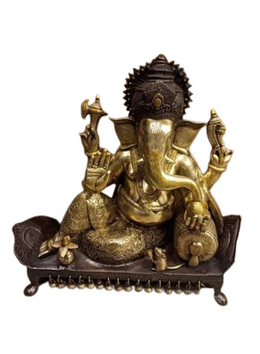 Sitting Position Brass Ganesha Statue