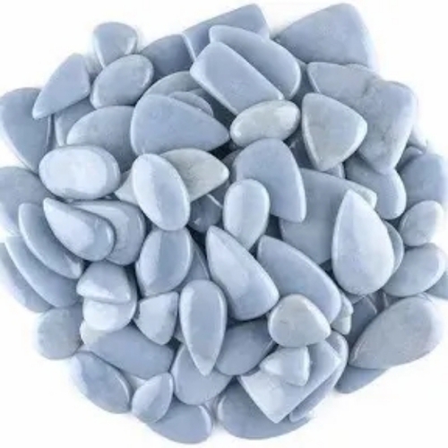 Blue Mix Natural Angelite Plain Cabochons