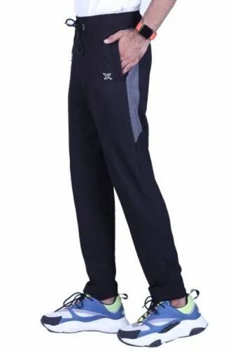 Men Black Cotton Lycra Lower - Regular Fit, Machine Washable, Breathable, Anti Wrinkle, Quick Dry