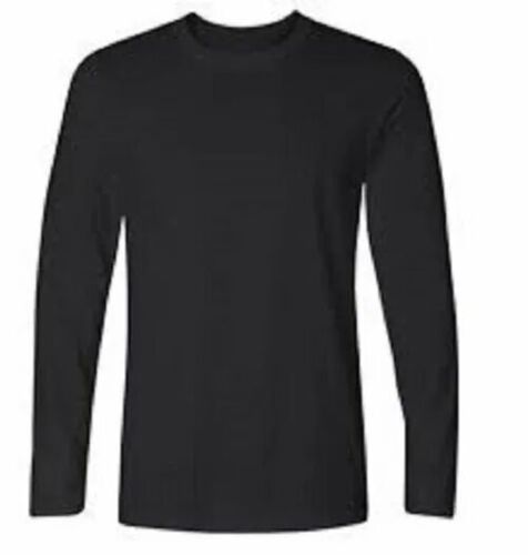 Men Black Full Sleeve Cotton T Shirt