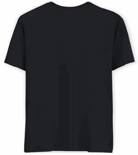 Men Black Plain Cotton T Shirt