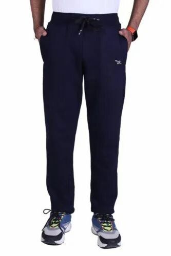 Men Blue Plain Cotton Lycra Lower