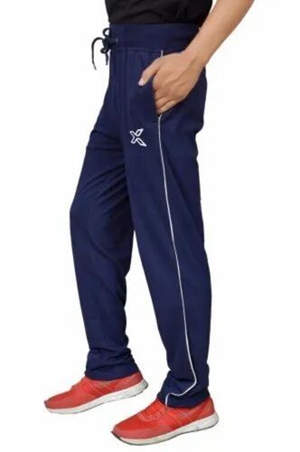 Men Dark Blue Casual Cotton Lycra Lower