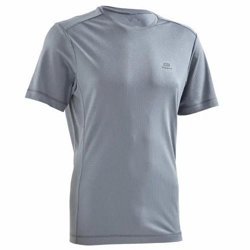 Men Grey Plain Cotton T Shirt