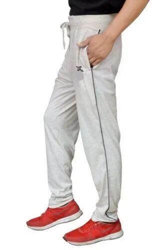 Men White Cotton Lycra Lower - Regular Fit, Plain Pattern, Breathable, Quick Dry, Anti UV, Machine Wash