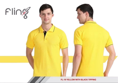 Men Yellow Color Plain T Shirt