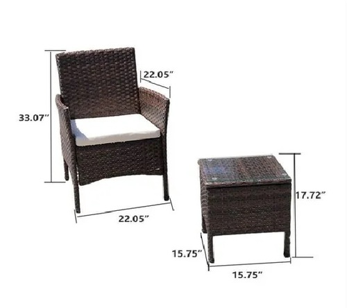 Outdoor Square Wicker Table Chair Dining Set
