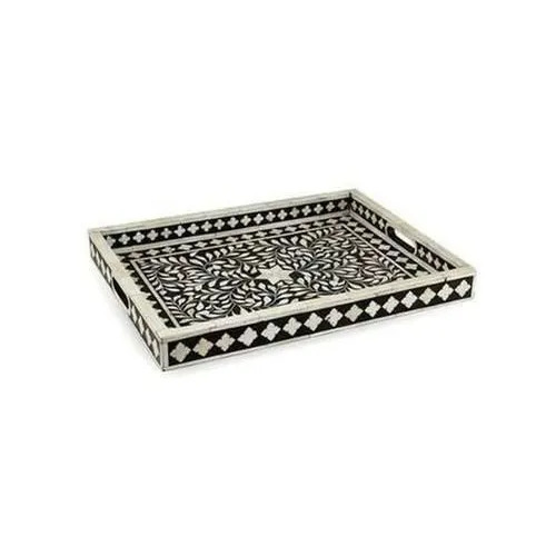 Rectangle Polished Bone Inlay Serving Tray