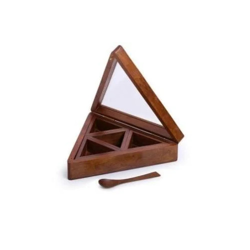 Wooden Triangular Spice Box