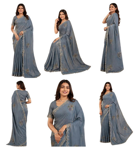 Fendy Satin Zarkhan Diamond Butta Saree