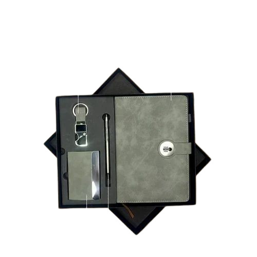 Gray Diary Pen Keychain Cardholder Corporate Gift Set