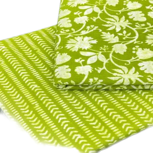 Hand Block Printed Green Fabrics
