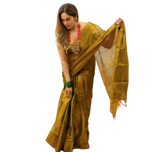 Mustard Raga Tissue Saree