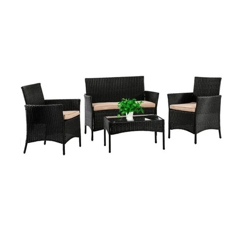 Outdoor Wicker Table Three Chair Set