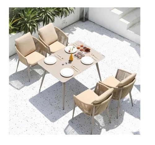 Aeron Outdoor Rope Dining Table Set