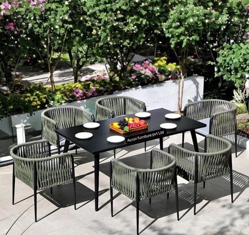 Outdoor Rattan 6 Seater Dining Table Set