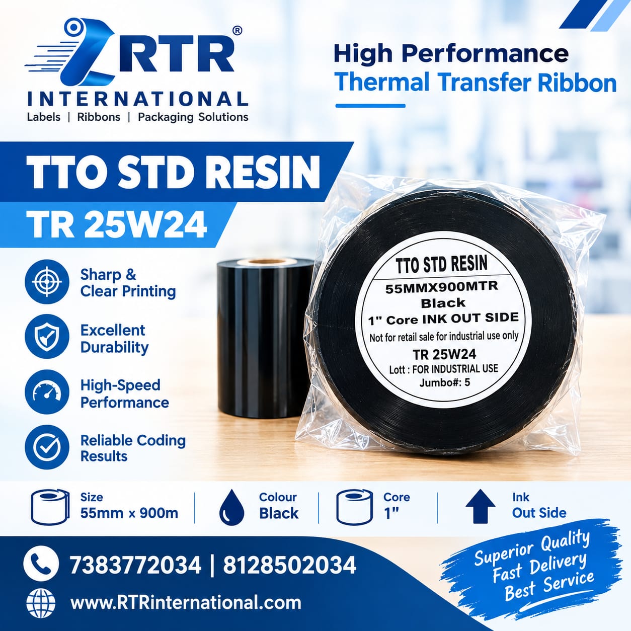 Tto Std Resin Thermal Transfer Ribbon - Application: Barcode Printer