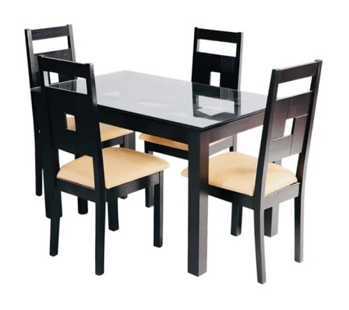 Darpanika Dining Table Set 1+4 With Plain Glass Top