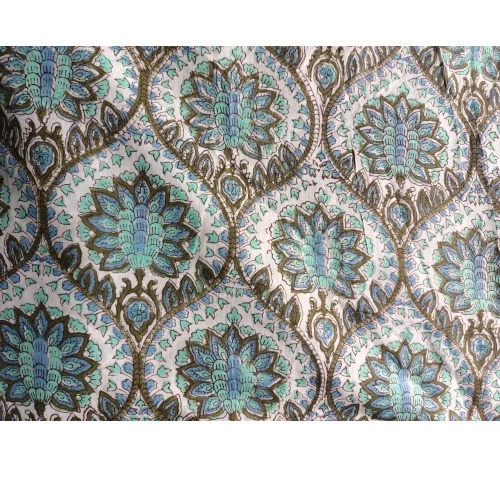 Floral Printed Pure Cotton Block Print Fabric