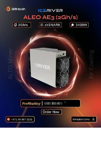IceRiver ALEO AE3 (2Gh/s) Mining Profit Calculator