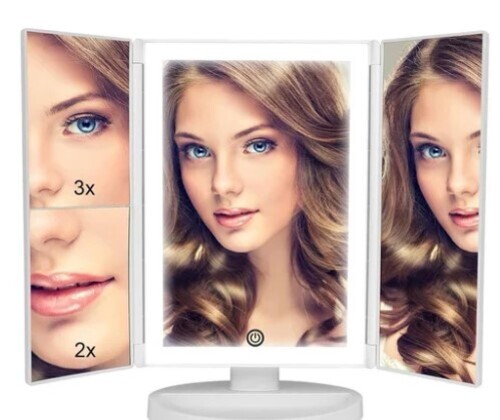 Led Tri Fold Makeup Mirror