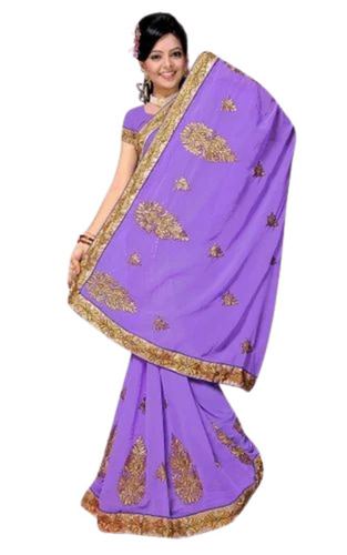 Light Purple Chiffon Saree