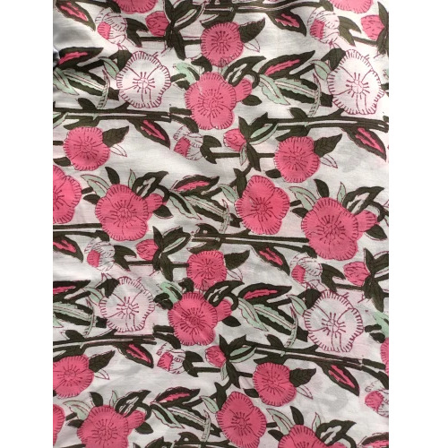 Multicolor Floral Print Cotton Block Print Fabric