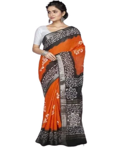 Orange Premium Hand Batik Saree