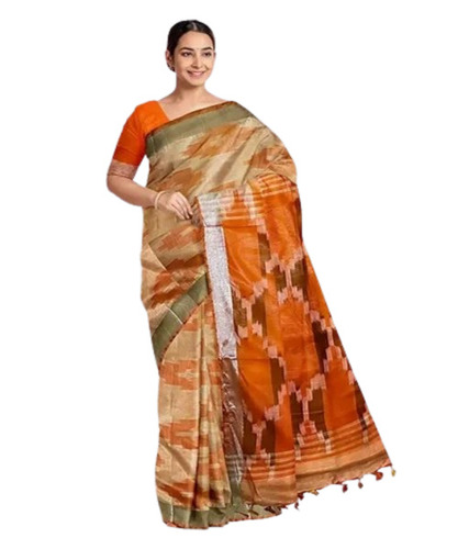 Orange Premium Ikkat Saree