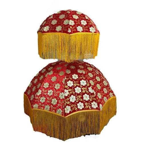 Red Flowers Embroidery Work Wedding Umbrella