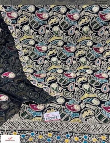 Women Black Printed Unstitched Suit