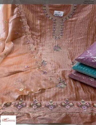 Women Peach Semi Stitched Suit