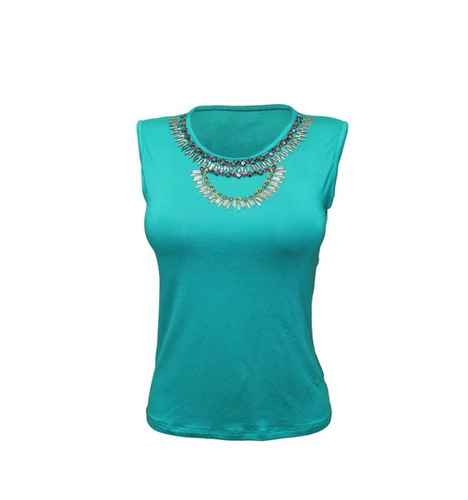 Plain Fashion Top - Color: Teal Blue